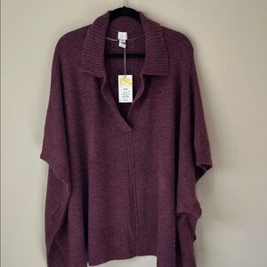 a new day Women's Maroon Poncho Sweater